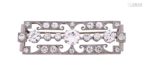 A 1950s diamond panel brooch