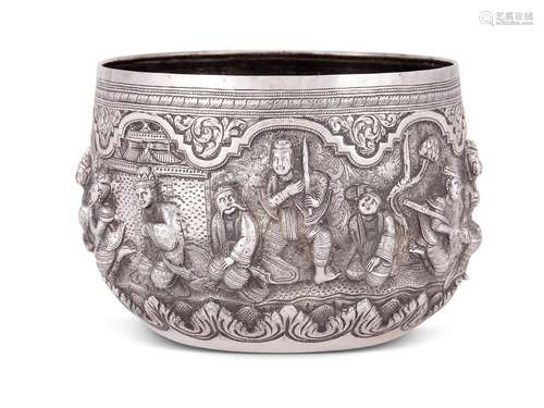 A Burmese silver bowl