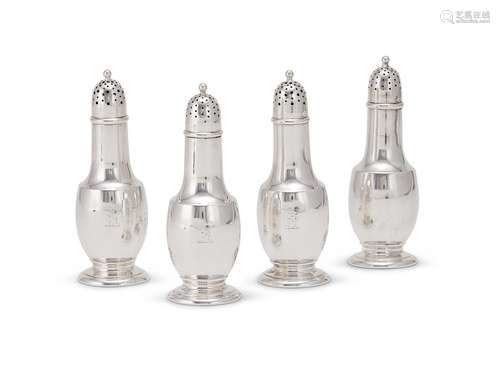 Tiffany, a set of four American silver pepperettes by Tiffan...