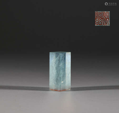 Qing Dynasty, aquamarine seal清代，海藍寶石印章