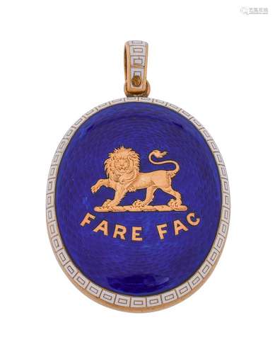 A 19th century blue and white enamelled locket for the Fairf...