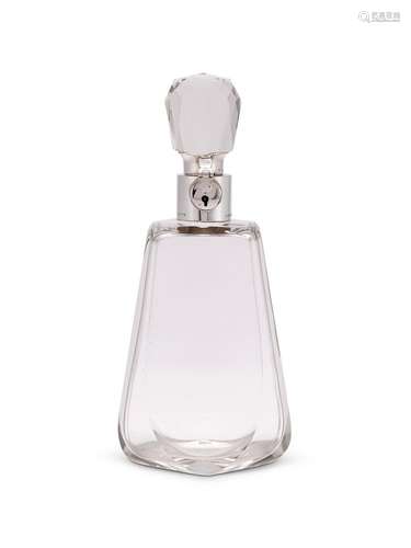 A large silver mounted lockable glass decanter and stopper b...