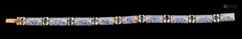 A mid Victorian emerald and enamel bracelet