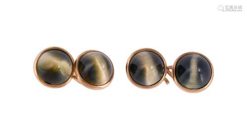 A pair of late Victorian hawks eye cufflinks