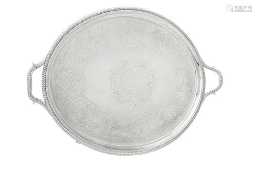 A George III silver twin handled oval tray by Thomas Hannam ...