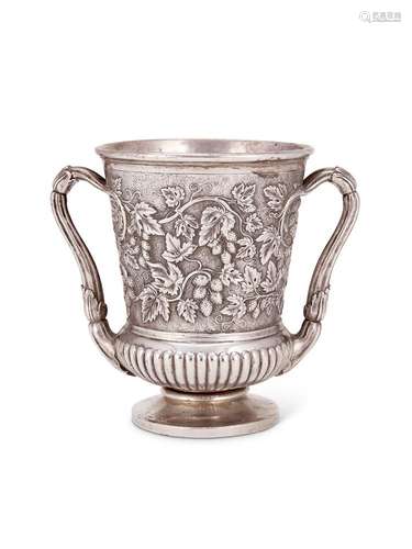 A good 19th century Indian colonial silver twin handled cup