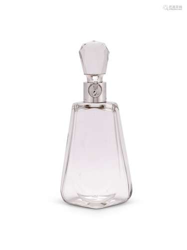 A large silver mounted lockable glass decanter and stopper b...