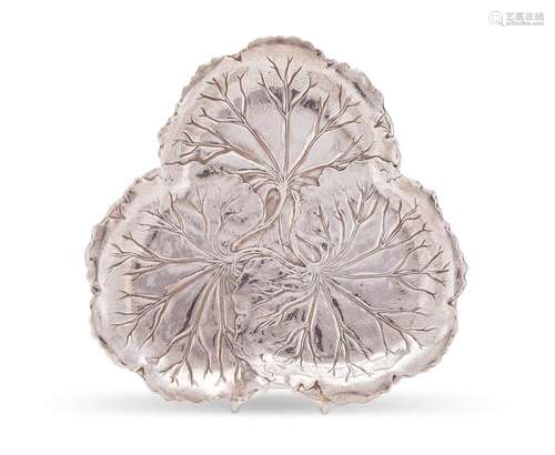 An American silver trefoil tray by International Silver Co.