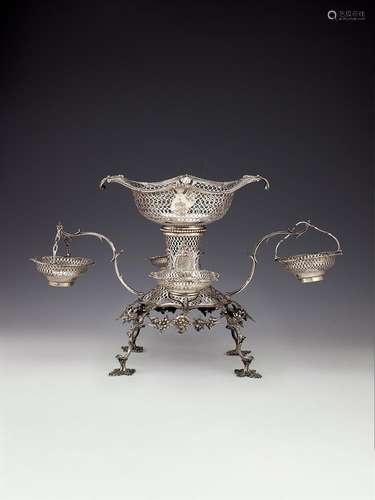 A George III silver shaped oval centrepiece or epergne by Em...