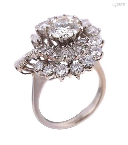 A diamond cluster dress ring