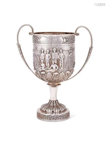 A fine late 19th century Indian silver twin handled trophy c...