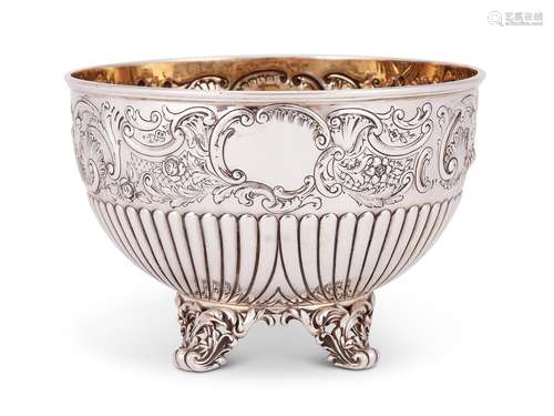 A late Victorian silver small hemispherical rose bowl by the...