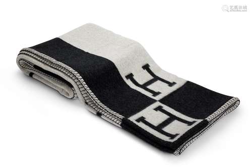 Hermes, Avalon, a grey and white wool and cashmere throw