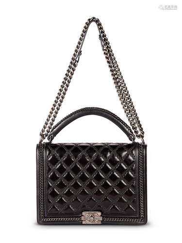 Chanel, Boy, a black calfskin quilted leather shoulder bag