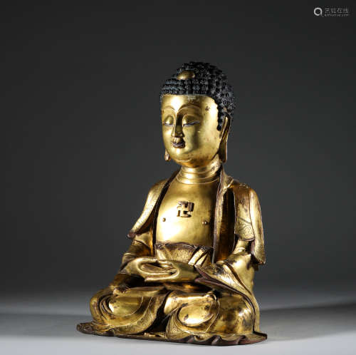 In the Qing Dynasty, the statue of Sakyamuni Buddha was gild...