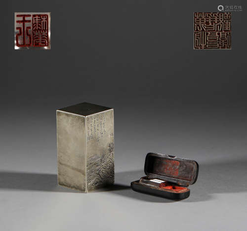 Qing Dynasty, bronze seal, crystal seal清代，白銅印章，水晶印章