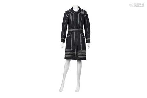 Louis Vuitton Navy Belted Linen Coat - Size 40