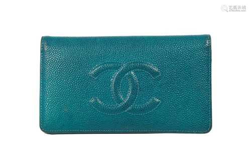 Chanel Green CC Logo Long Wallet