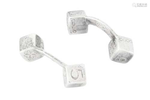 Chanel Silver Cube Motif Cufflinks