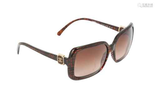 Chanel Brown Tweed Square Sunglasses