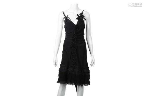 Prada Black Beaded Front Cocktail Dress - Size 44