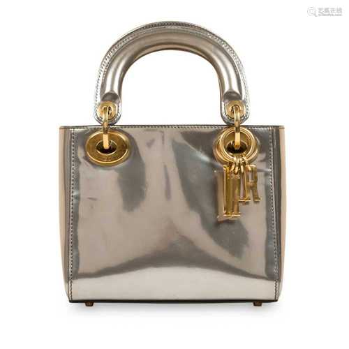 Christian Dior Glazed Silver Mini Lady Dior Bag