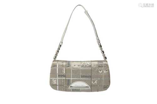 Christian Dior Silver Satin Embellished Malice Bag