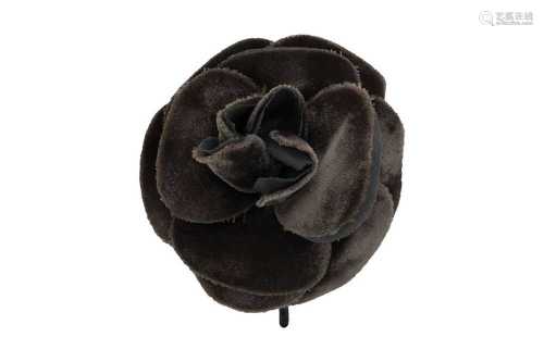 Chanel Brown Camellia Flower Pin Brooch