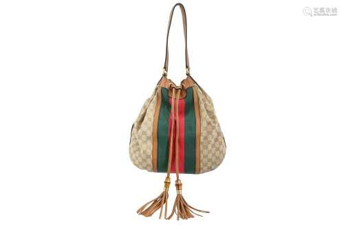 Gucci Monogram Web Bucket Hobo Bag