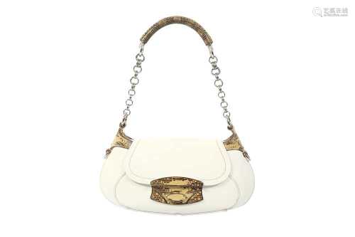 Prada White Lizard Shoulder Bag