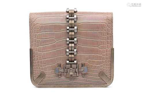 Balenciaga Pearlescent Taupe Crocodile Clutch