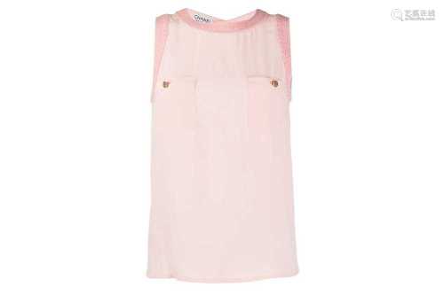 Chanel Baby Pink Silk Sleeveless Shell Top