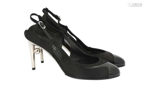 Chanel Black Heel Detail Slingback - Size 37