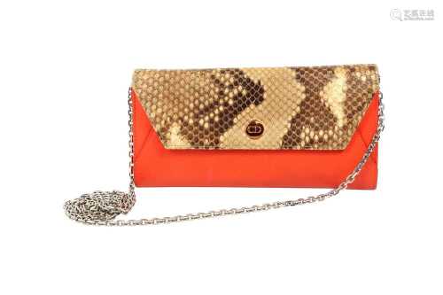 Christian Dior Orange Flap Wallet On Chain