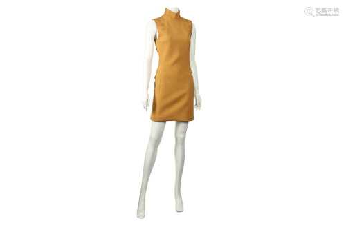 Gianni Versace Camel Funnel Neck Shift Dress - Size 42