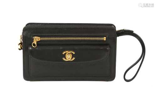 Chanel Black CC Logo Wrist Pouch