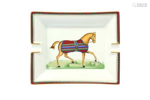 Hermes Equestrian Stripe Blanket Limoges Ashtray