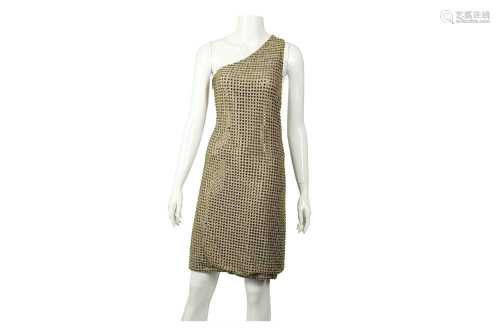 Gucci Taupe Embellished One Shoulder Dress - Size 38