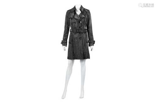 Burberry Prorsum Black Studded Leather Trench Coat - Size 8