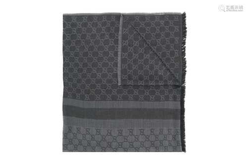 Gucci Dark Grey Monogram Jacquard Long Scarf