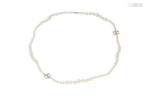 Chanel Pearl CC Logo Sautoir Necklace