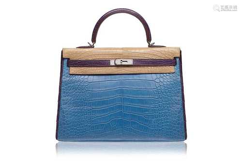 Hermes Special Order Tri-Colour Alligator Kelly 35