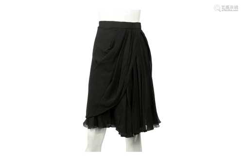 Chanel Black Chiffon Drape Skirt