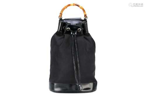 Gucci Black Bamboo Two Way Tote Backpack
