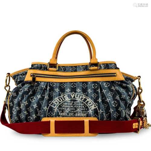 Louis Vuitton Blue Denim Monogram Cabas Raye GM