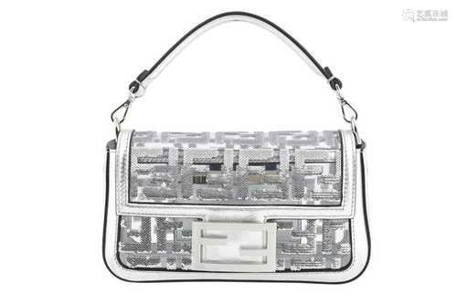 Fendi Silver PVC Transparent Sequin Mini Baguette Bag