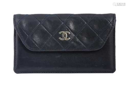 Chanel Navy Long Flap Card Holder