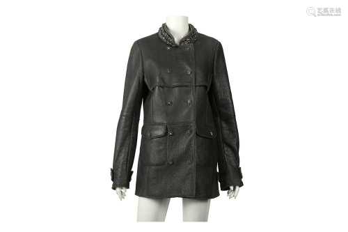 Chanel Grey Shearling Embellished Jacket - Size 40