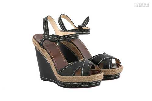 Christian Louboutin Black Almera Espadrille Sandal - Size 41