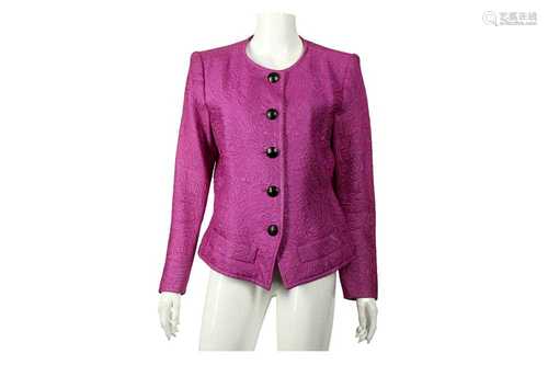 Yves Saint Laurent Violet Jacquard Jacket - Size 42